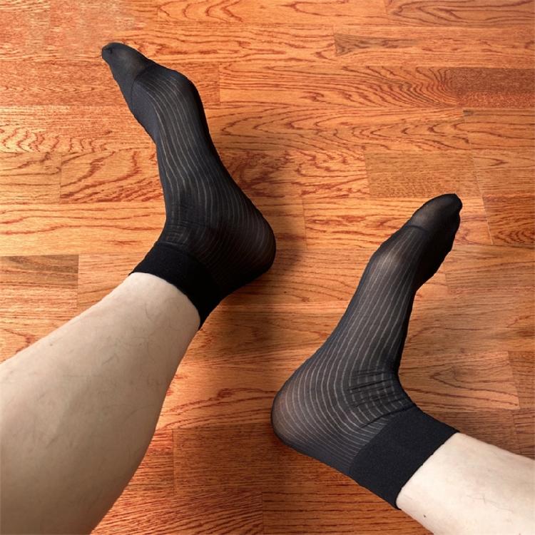 1 Pair Mens Silk Sheer Socks Nylon Dress Sock Daily Casual Stockings Work Business See Through Short Tube Ankle Socks