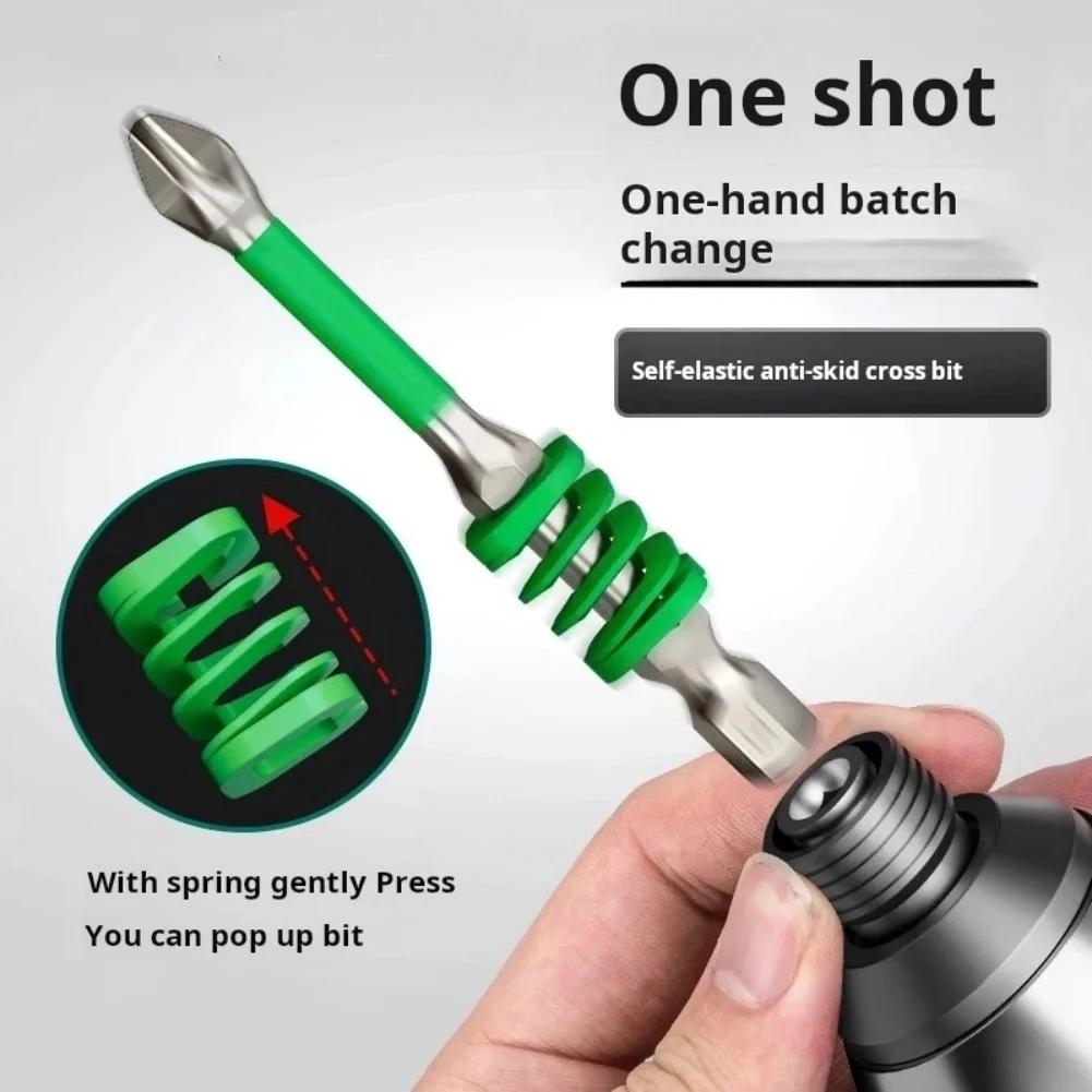 3Pcs Spring Screwdriver Bits Magnetic PH2 Driver Screw Anti-slip 60/90/110mm 1/4'' Hex Shank Drill Head Electric Repair Tool
