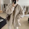 Cappotto di Lana d'Agnello da Donna Inverno Nuovo Ampio e Snellente Design Collo Alto Senso di Nicchia che Riduce l'Età Cappotto Spesso