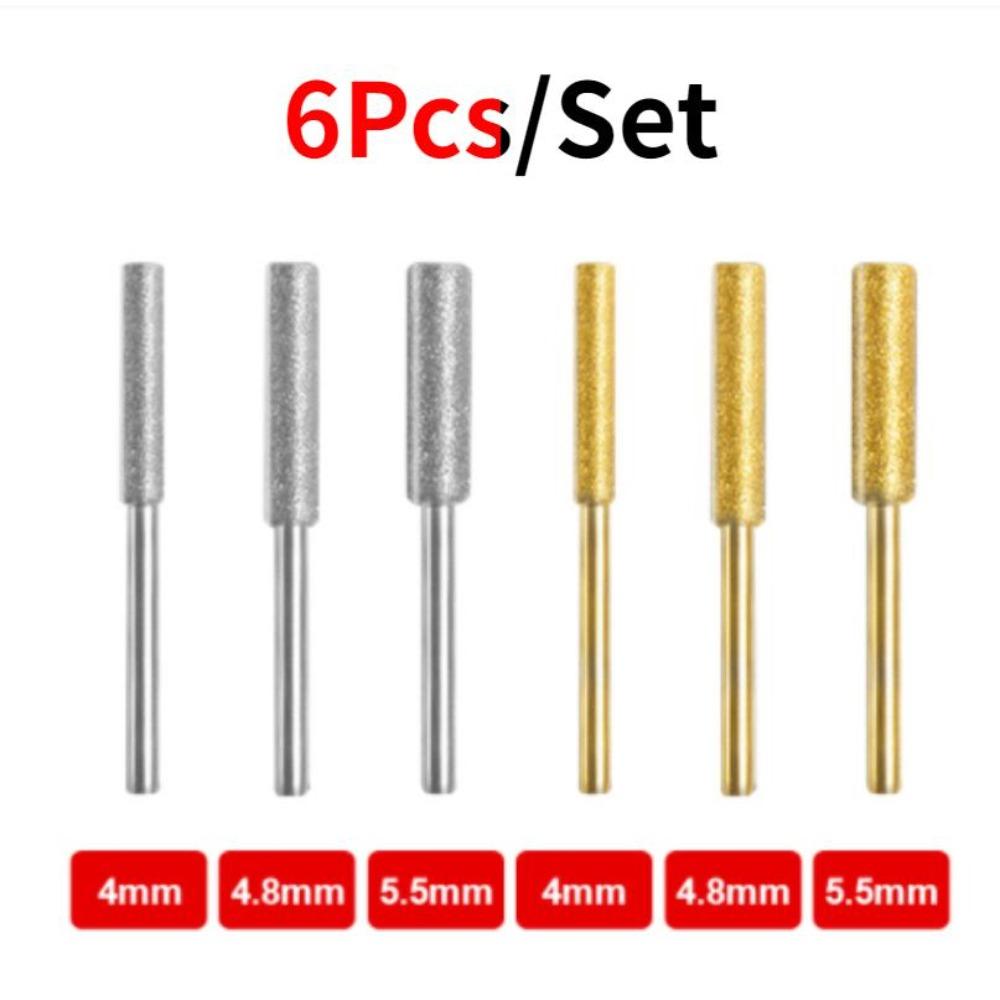 6 Teile/satz Diamant Beschichtet Zylindrischen Grat 4/4,8/5,5 Mm Kettensäge Mühle Stein Beständig Kettensäge Schleifen Carving schleifen Werkzeuge