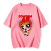 Cute Powerpuff Girls Matching KidsT Shirts 2026 Summer Cartoon Girl Print Cotton Tees Casual Short Sleeve Tops for Kids and