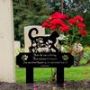 Cat Grave Marker Outdoor Memorial – 12in Metal Pet Memorial Plaque with Garden Cat Silhouette, Weatherproof Headstone for Yard or Indoor Tribute,