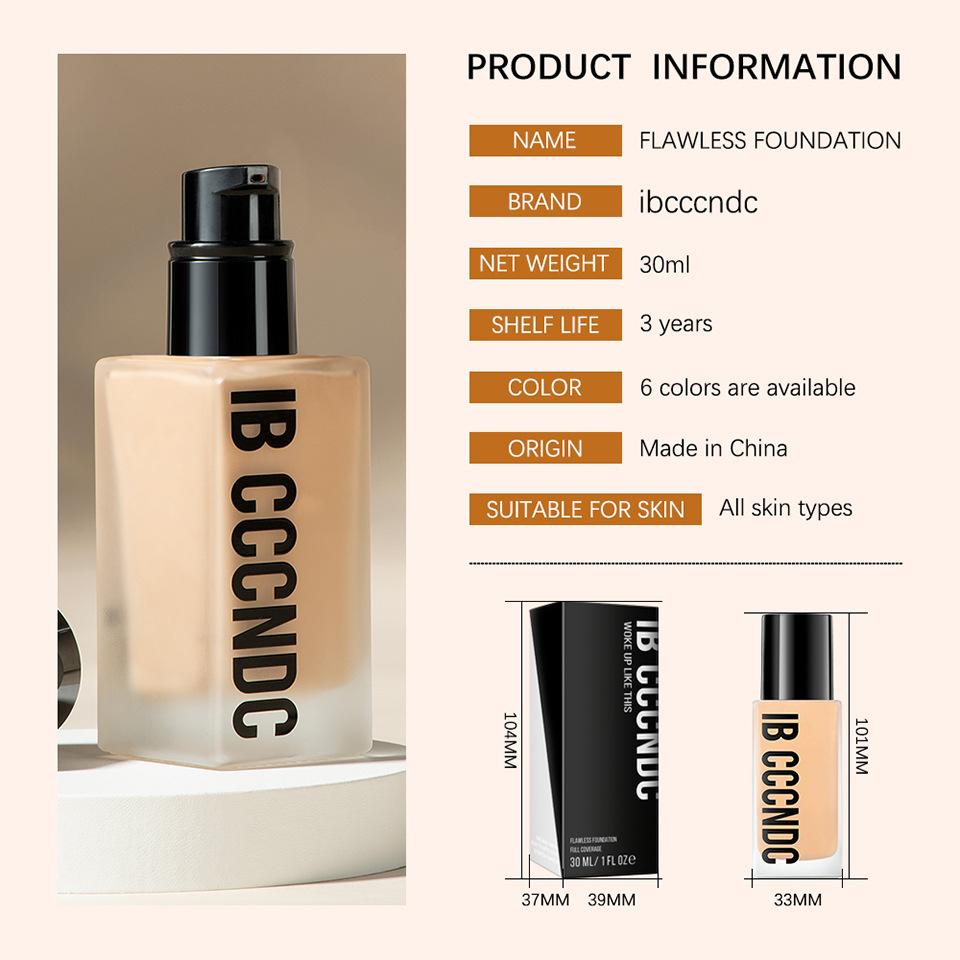 Flawless Liquid Foundation Natural Concealer de lungă durată Fond de ten lichid Clear, rezistent la apă și care nu se decolorează