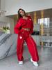 Niche Design Patchwork Hoodie Two-piece Set, New Fashionable Long Pants National Emblem Embroidery Set for Women