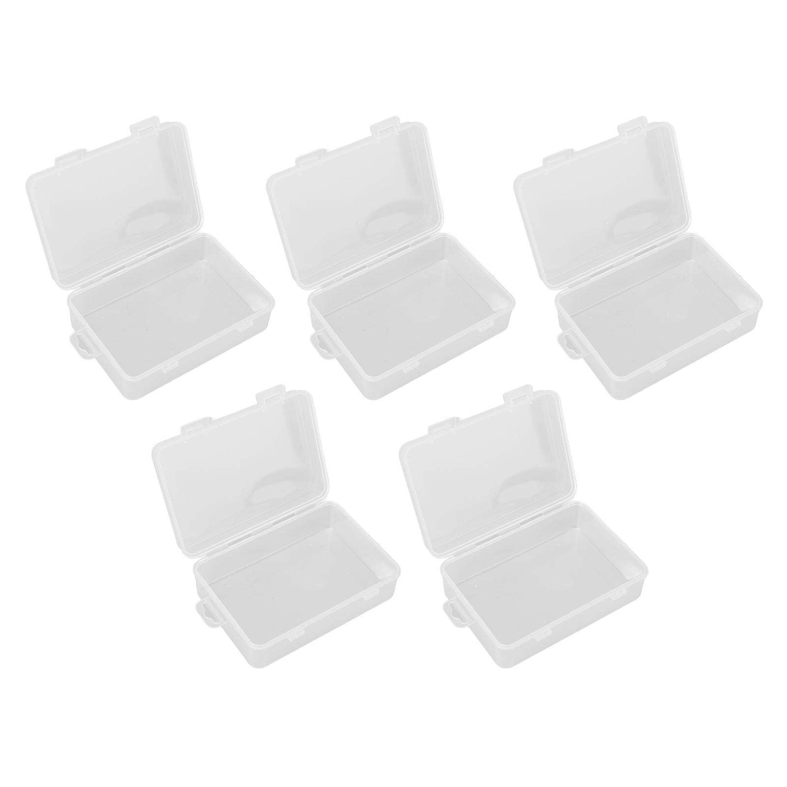 

5 шт. Прозрачный маленький контейнер Прямоугольная прозрачная маленькая коробка для хранения с откидной крышкой для маленьких