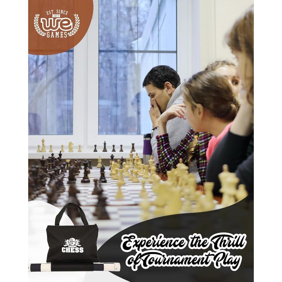 

WE Games Best Value Tournament Chess Set Ideal for Travel and Home Use Includes 34 Chess Pieces RollUp Vinyl Chess Board Durabl United States