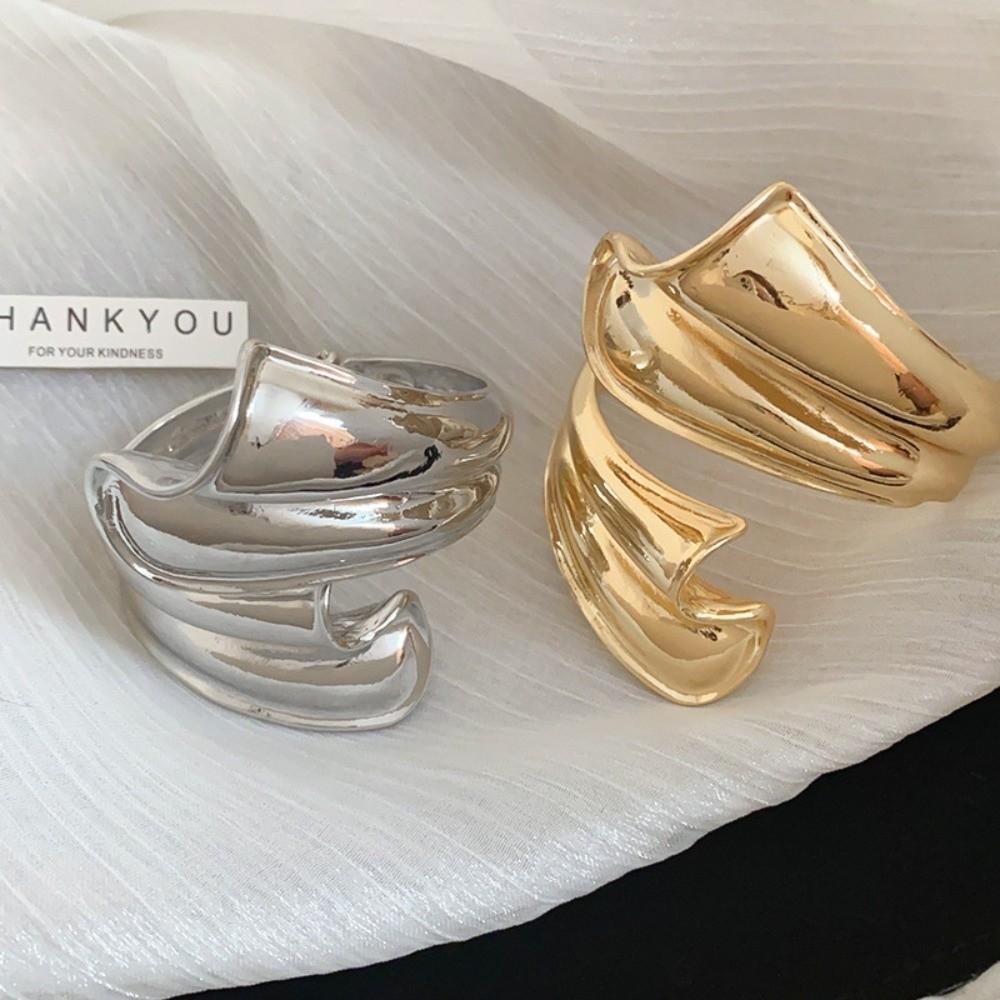 Ribbon Shaped Zinc Zinc Alloy Wide Opening Bangle Opening Arm Ring Retro Hand Ring Party Decoration
