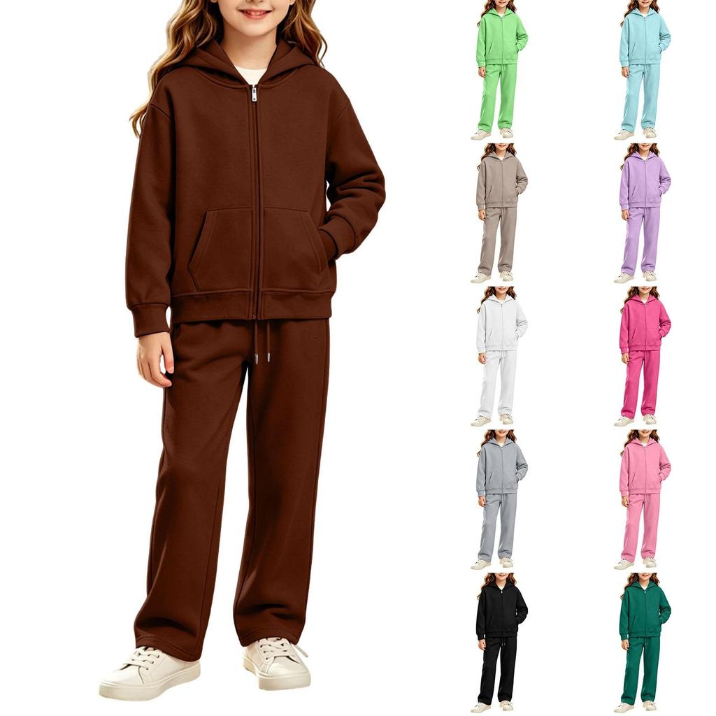 Youth Boys Girls Hooded Sweatshirt and Pants Set - Kids Sports Track Suit for Wear