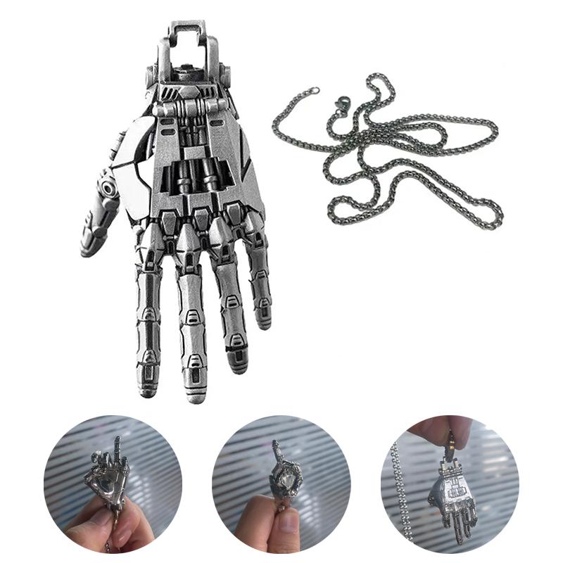 

Fashion Movable Finger Joints Robot Hand Necklace Creative Mechanical Bionic Hand Pendant With Chain For Men Women Jewelry