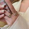 Korean Style Geometric Gold Cutout 925 Sterling Silver Ring - Versatile Teddy Bear Design for Clubbing