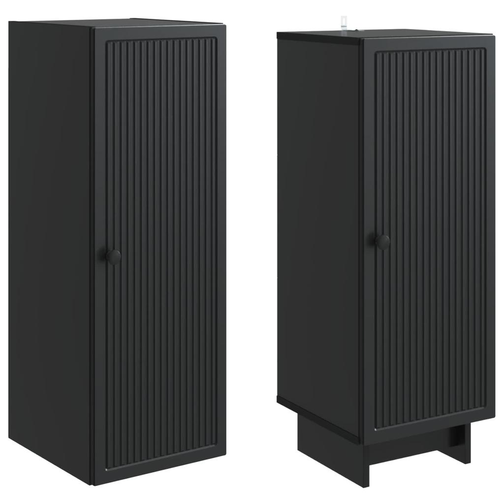 2 Piece Cabinet Set Black 13.6 x 13 x 35.4 in (34.5 x 33 x 90 cm) Particleboard