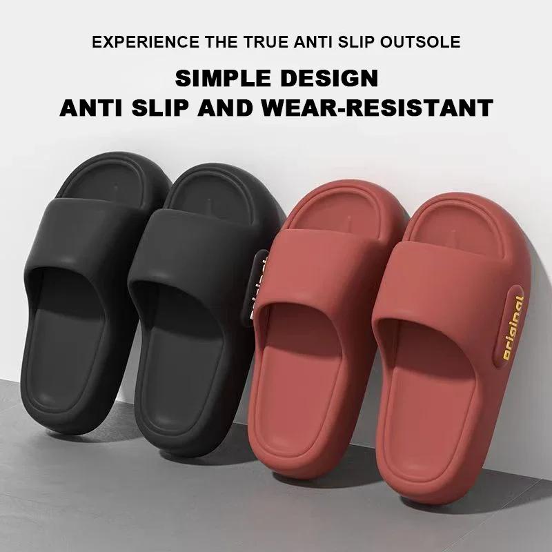 Summer Platform Cloud Slippers Women Comfy Solid Color Soft Sole EVA Pillow Slides female Couple Non Slip Beach Flip Flops