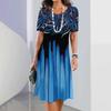 Women's Retro 3D Short-sleeved Pullover Summer Round Neck Dress Simple and Elegant Loose Skirt