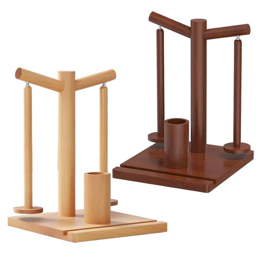 Wooden Yarn Holder Magnetic Rotating Yarn Spinner with 2 Spindles Yarn Dispenser with Phone Stand for Knitting And Crocheting