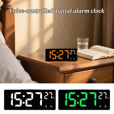 Alarm Clock Voice Control Digital Alarm Clock Watch Desk Accessories For Dorm Hotel Adults Kids Birthday Shelf Office Table