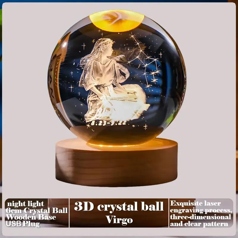 Dárek na Valentýna 2025 3D Růže Křišťálová koule Laserové gravírování Domácí ozdoba Řemesla Stolní dekorace Narozeninový Dárek ke Dni matek