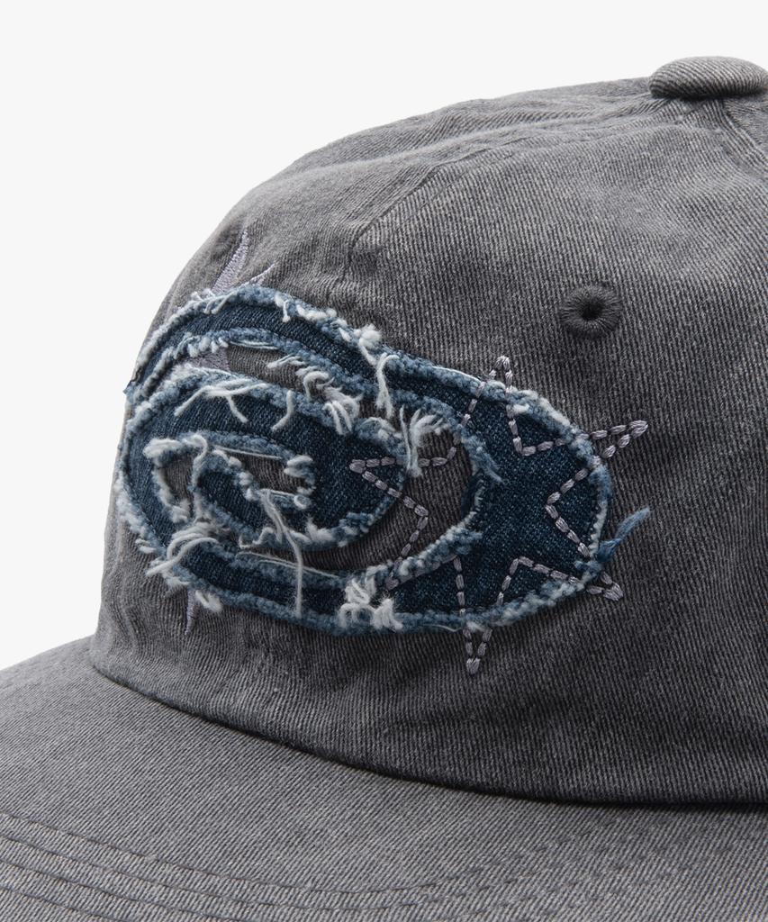 Liomeu Denim Applique Washed Ball Cap_Charcoal
