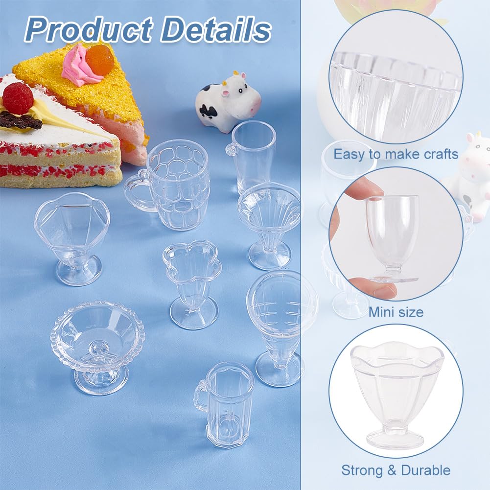 OLYCRAFT 24 Miniature Cups in 12 Miniature Plastic Miniature Dessert Miniature Drinking Glass Mini House Mini Dollhouse Accessories Varieties, Cups,