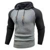 2025 Men's Color Block Plaid Slim Fit Hoodie - Casual Long Sleeve Knit Pullover