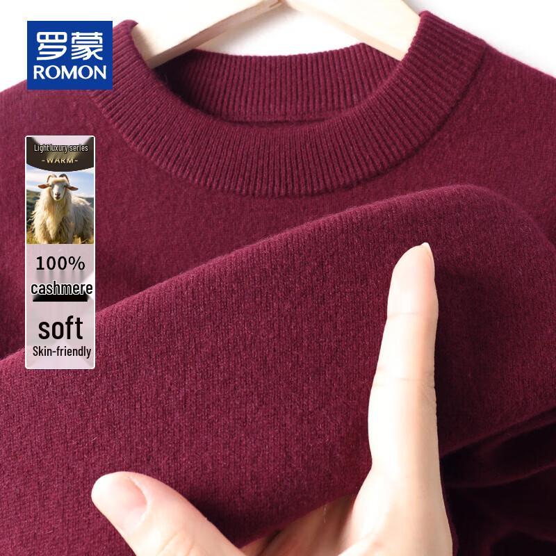 ROMON Men's 100% Pure Cashmere Round Neck Pullover Sweater