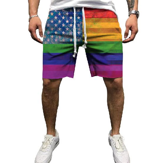 European And American Men'S Summer New 3D Printed Drawstring Loose Sports Shorts Men'S Beach Pants
