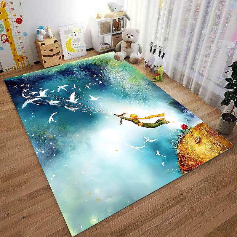 "Little Prince Inspired Carpet with Birds and Starry Sky Design" Suitable for Use As an Anti-slip for Living Room Bedroom Sofas
