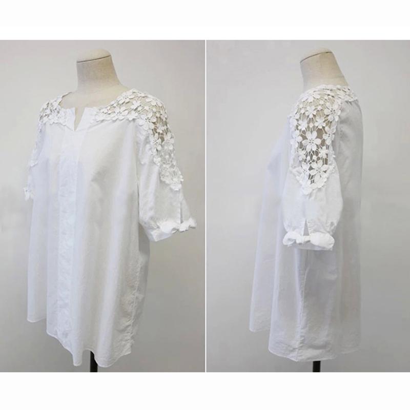Women Summer Large Size Dress Shirt Loose Embroidery Shirt