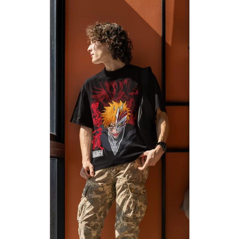 Trend Summer 2025 Cosplay Anime Bleach Ichigo Kurosaki Manga Strip Anime Unisex Tshirt T-Shirt Soft Tee T Shirt for Men