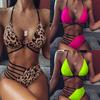 Sexy Leopard Print Bikini Set High Waist Swimsuit Women Bandage Deep V Swimwear