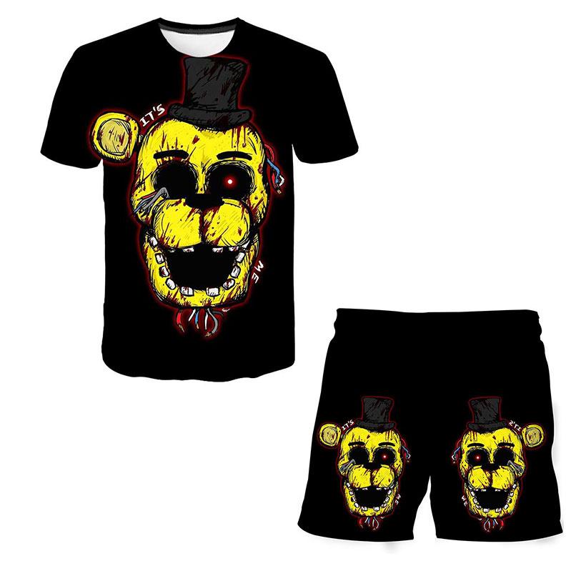 Chłopcy dziewczęta noce u freddy'ego koszulka z motywem kreskówkowym zestawy odzieży 1-14 lat dzieci topy + super fajne krótkie spodnie garnitur stroje dla dzieci