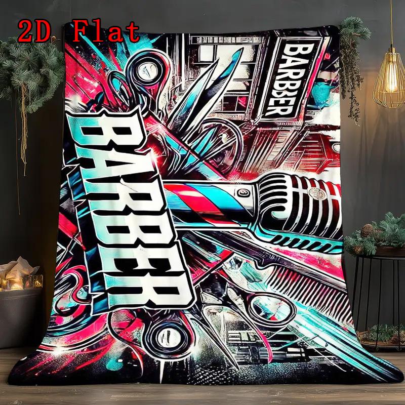 Barber shop 2D Flat Pattern Flannel Blanket High quality All Seasons Warmth and Comfort Perfect for Christmas Gifts.MMT0918407
