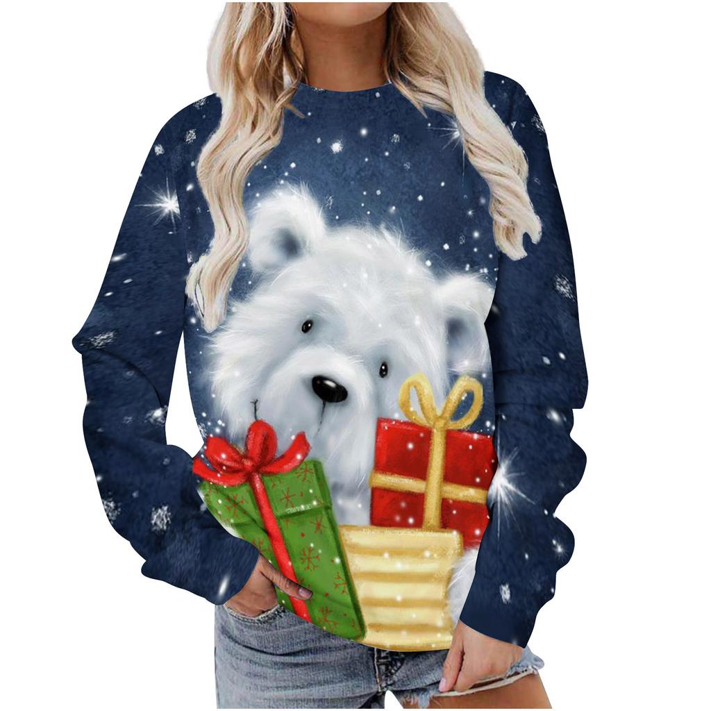 Autumn Christmas 3D Printed Women's Pullover Casual Loose Long Sleeved Top Fashion Hoodie Plus Size Women's Sweatshirt