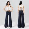 Spring Summer Meteor Full Rhinestone Wrinkle Resistant Four Way Stretch Drape Micro Flare Denim Pants For Women Casual Pants Oversize Denim Trousers
