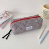 Single Layer Korean Cherry Pencil Case Cute Design Cloth Plaid Pen Bag  Student