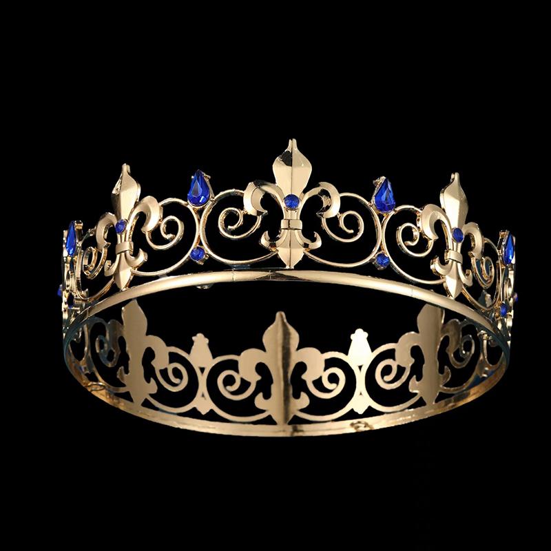 Simplicity King Queen Crown Bridal Hair Accessories Round Tiaras Ceremony Banquet Party Accessory Men Women Adult Ceremony Crown