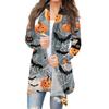 Women's Fashion Casual Halloween Printed Medium Length Cardigan Jacket Coat