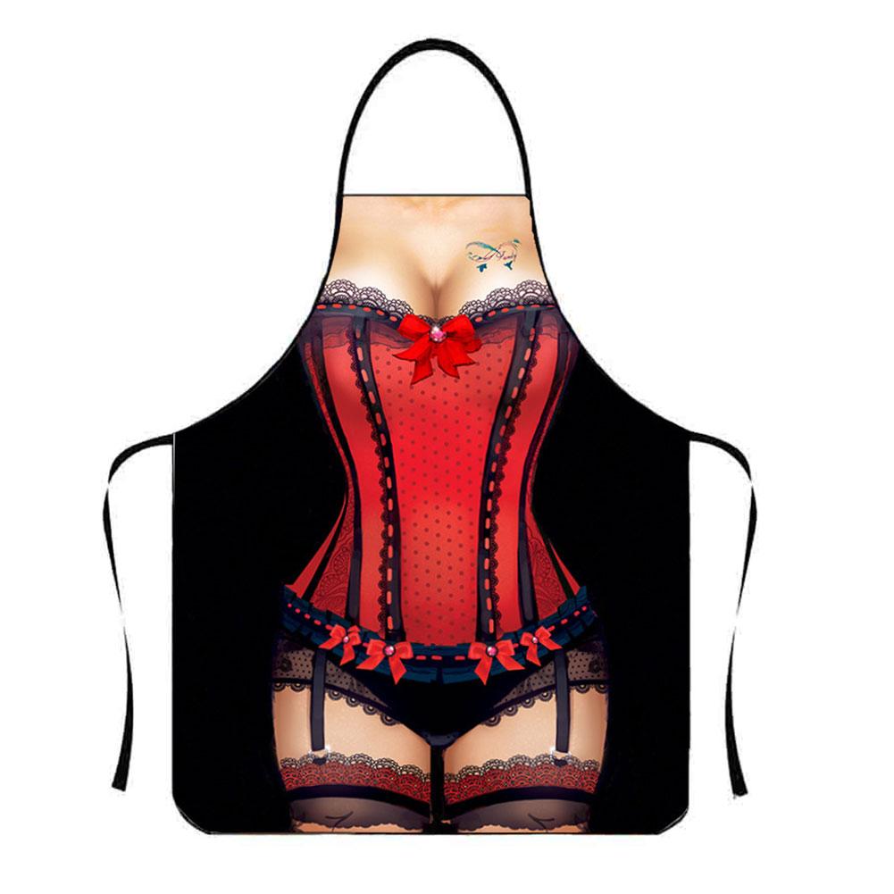 Apron Kitchen Funny Creative Cooking Grilling Baking Women Props Party Personalized Sexy Dressi Z2N2