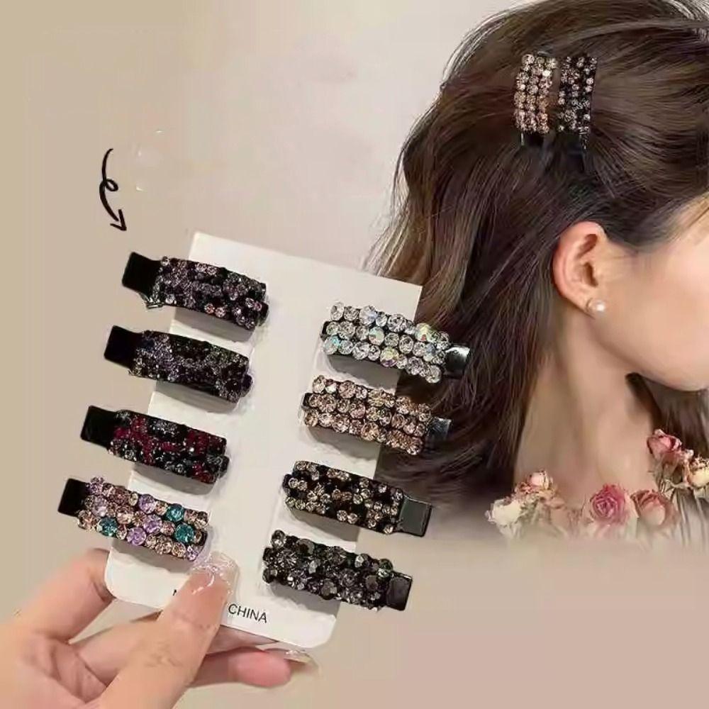 Blingbling Colorful Rhinestones Hairpin Shiny Bangs Clip Sweet Zircon Hairpin  Daily