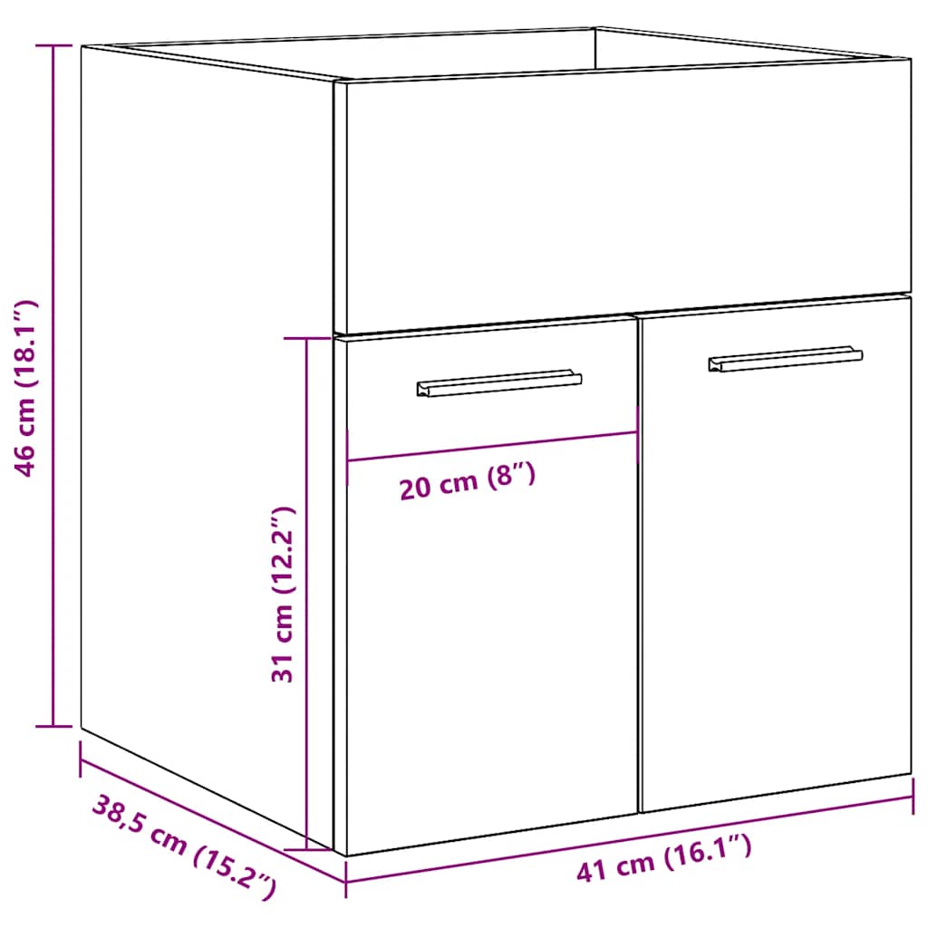 Washbasin Cabinet Concrete Grey 41 x 38.5 x 46 cm Particleboard