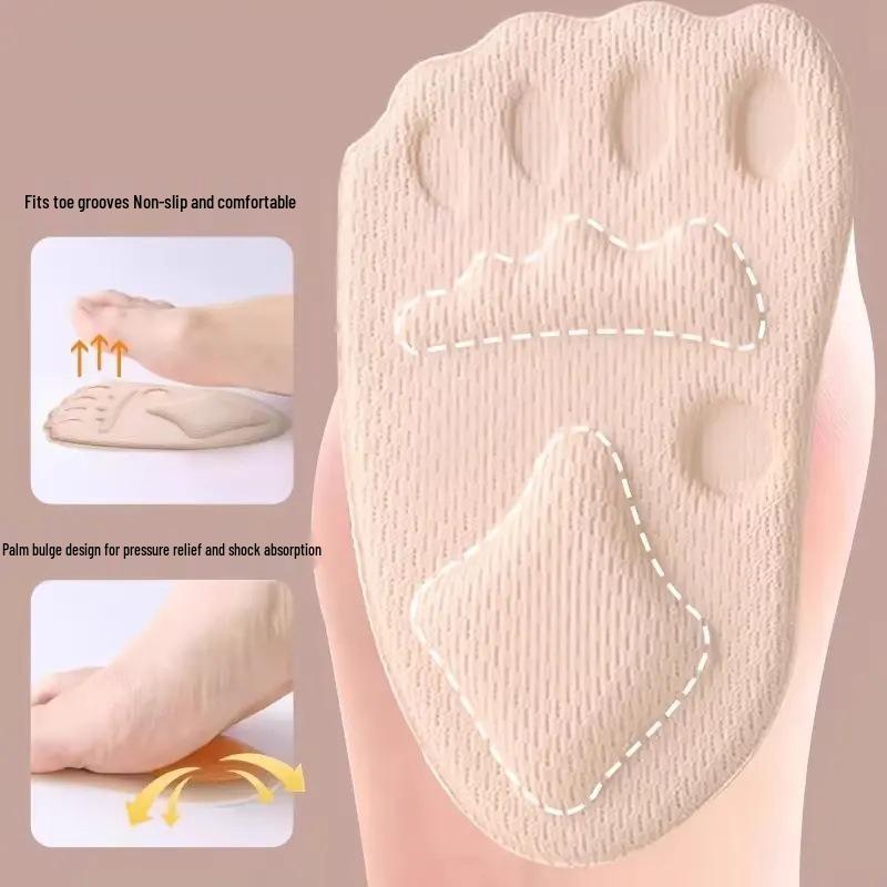 Women's Non-Slip Self-Adhesive Forefoot Pads for High Heels - Cushioned Half Insole