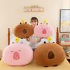 Flower Capybara Throw Pillow Pink Kapibara Plush Toy Girl Holiday Gift Sofa Pillow
