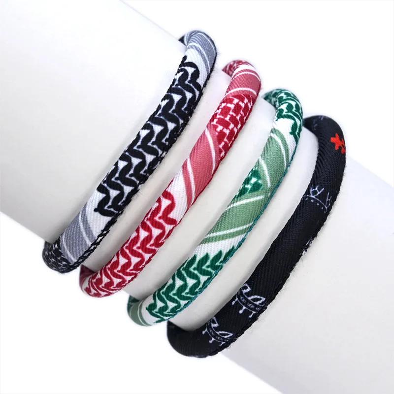 Multicolour Weave Kufiya Patterns Bracelets Handband Traditional Keffiyeh Scarf Patterns Arabic Hand Rope Jewelry Gift