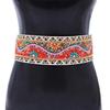 Ethnic Beaded Waist Cincher Stretch Waistband Bohemian Belt Body Girdle Feature Floral Accent for Women's Clothing