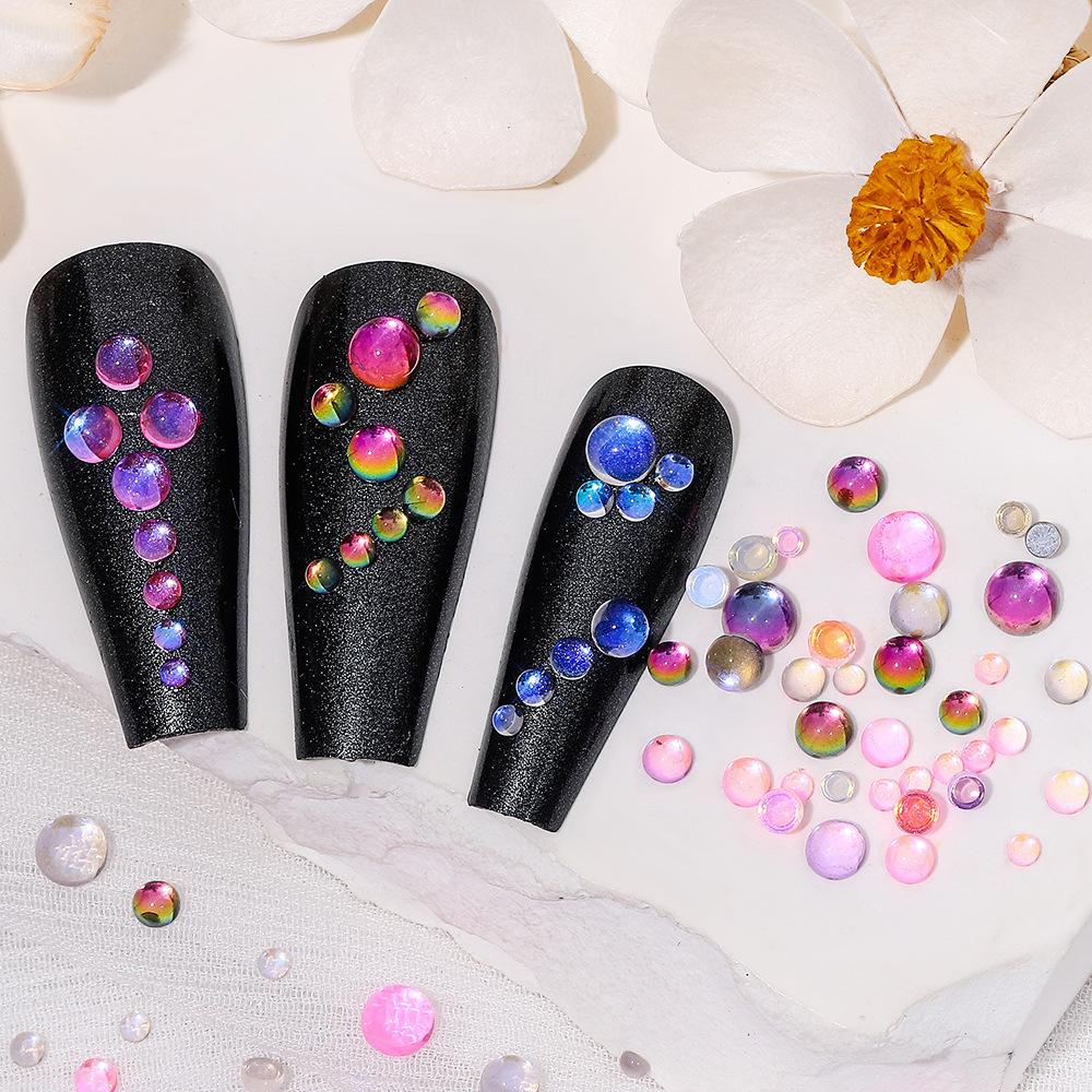 Nail Art Human Fish Bead Bag With 1440 Multi-Size Small Round Diamonds, Flat-Bottomed Nail Art Jewelry, High-Brightness Mixed Magic Diamond Jewelry.