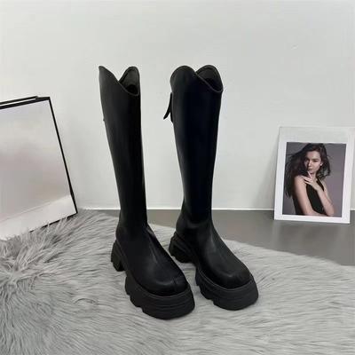 Hohe Ritterstiefel, aber kniedicke Beine, großer Schaftumfang, lange Stiefel, 2025 neue Herbst- und Winter-Langstiefel, Damen mit dickem Absatz