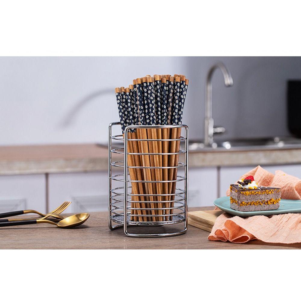 Round Kitchen Utensil Holders Draining Hole Base Tabletop Cutlery Drainer Desktop Organization