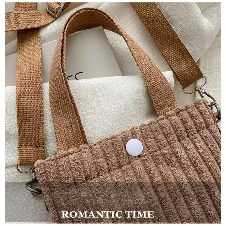 Korean Mini Bucket Bag Corduroy Handbags Crossbody Bag for Women Vertical Casual Mini Tote Bag Power Bank Phone Pouch Coin Purse