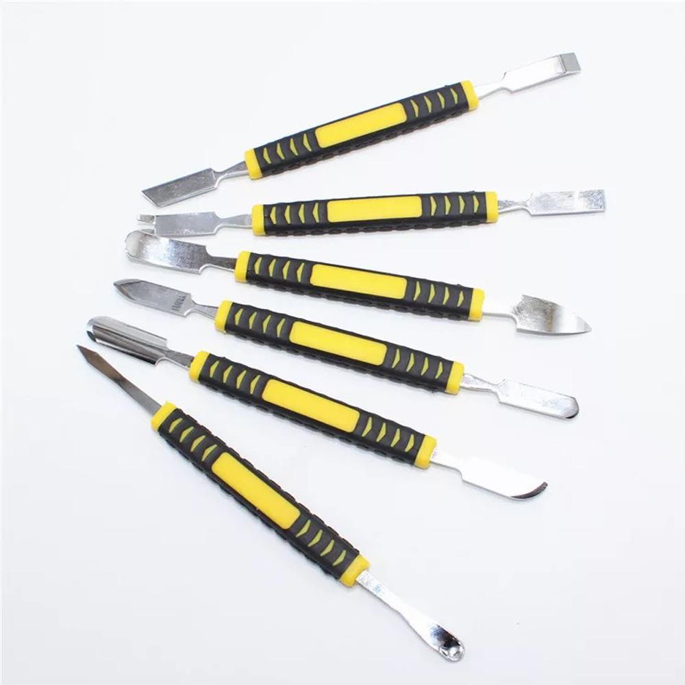 6 in 1 Mobile Phone Prying Tool Kit Dual End Metal Scraper Crowbar Heavy Duty Professional Smartphone Tablet Repair