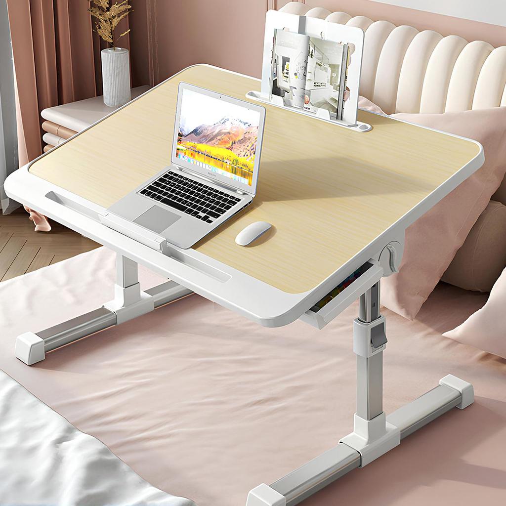 Vinnatsu Bed Desk Folding Table Low Table Office Desk Lap Desk Folding Lap Desk Arm Protection PC Computer Table Height Adjustable Angle Lightweight