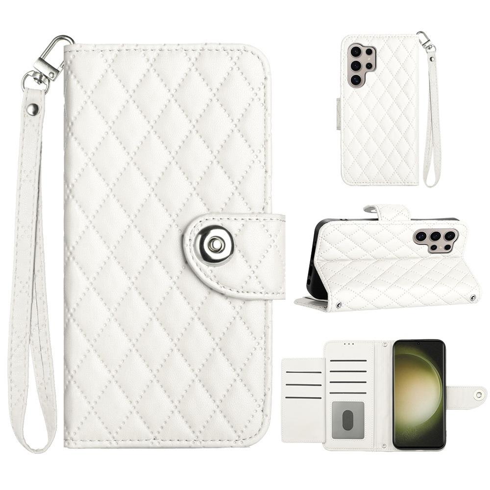 Multi 7 Card Crossbody Leather Wallet Case For Cricket Magic 2 Debut S3 Outlast Icon 6 Lanyard Checkered Wristlet Flip Cover